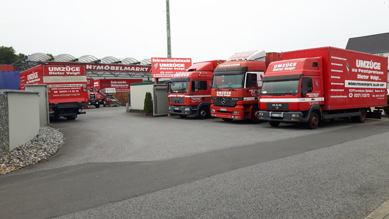 Fuhrpark der Dieter Voigt GmbH auf dem Betriebshof in Leverkusen-Opladen